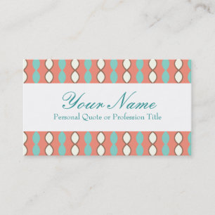 Pink White and Blue Retro 70's Pattern Business Card