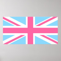 Pink White and Blue Union Jack UK Flag
