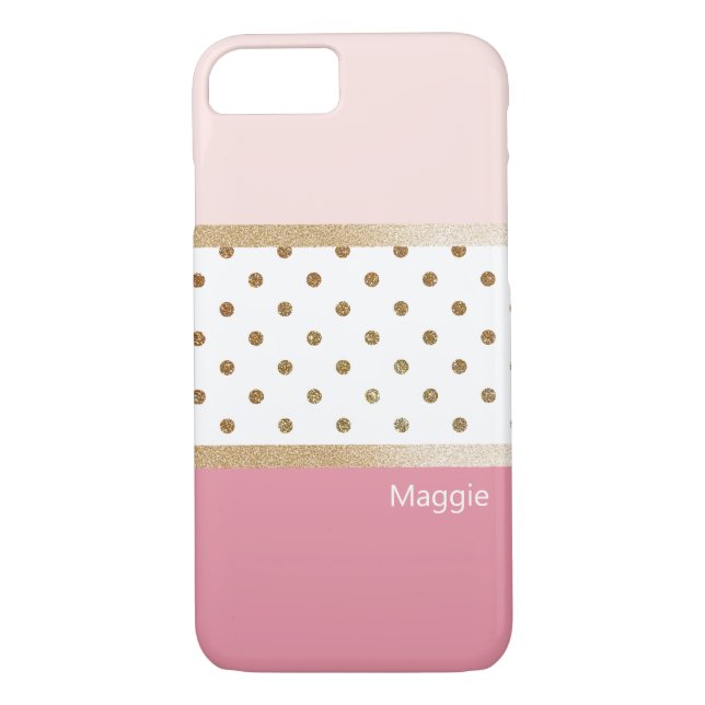 Pink White and Gold Modern Stripe Case-Mate iPhone Case (Back)