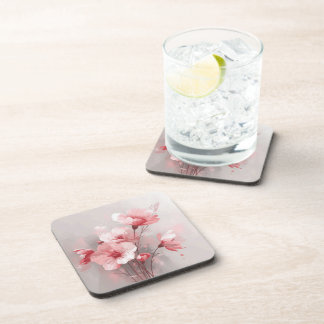 Pink, White, and Gray Foral Coaster