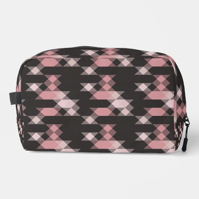 pink white and gray geometric dopp kit (Front)