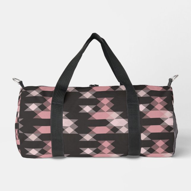 pink white and gray geometric duffle bag (Front)
