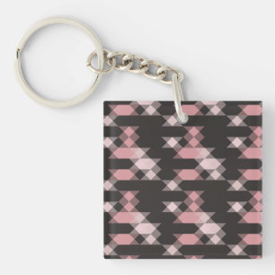 pink white and gray geometric keychain