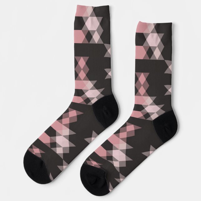 pink white and gray geometric socks (Left)