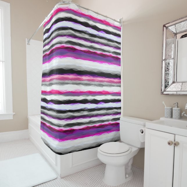 Pink, White and Grey Abstract Stripes (In Situ)