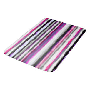 Pink, White and Grey Abstract Stripes Bath Mat