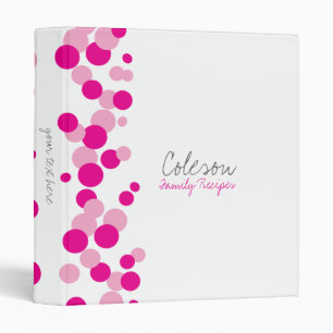 Pink, White and Grey Bubbles Pattern Recipe Binder