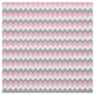 Pink, White and Grey Chevron Pattern Fabric