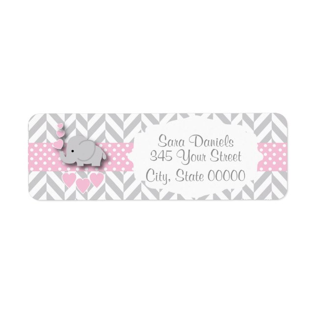 Pink, White and Grey Elephant Baby Shower (Front)