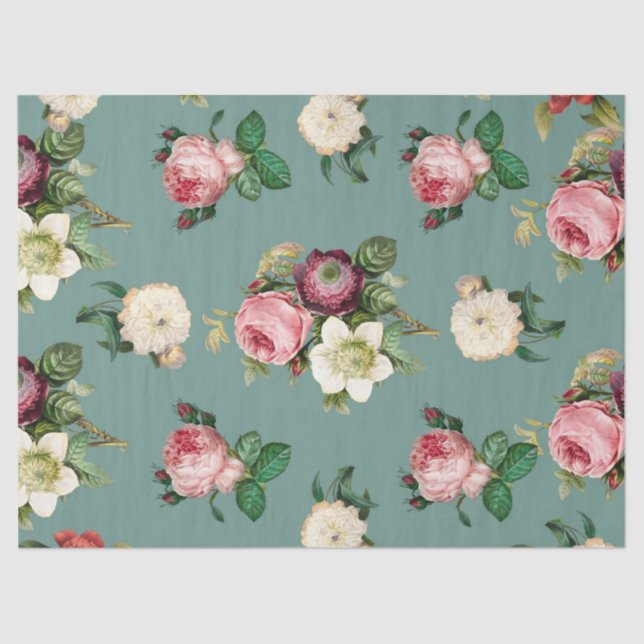 Pink White and Purple Flowers  Tissue Paper (Front)