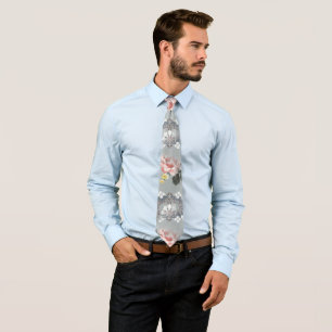 Pink White And Yellow Flowers Tie