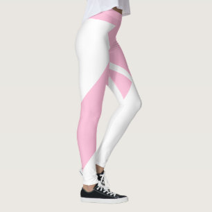 Pink + White Asymmetric Geo  Leggings