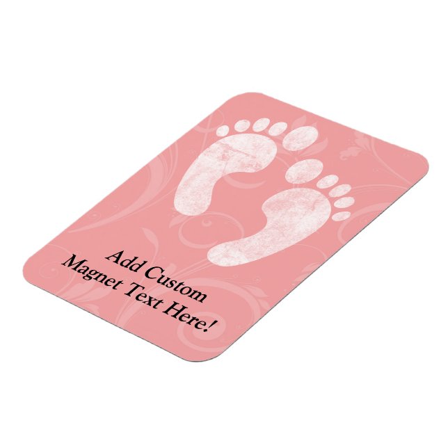 Pink/White Baby Footprints Magnet (Left Side)