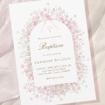 pink white baby's breath flowers Baptism Invitation<br><div class="desc">baby girl baptism invitation</div>