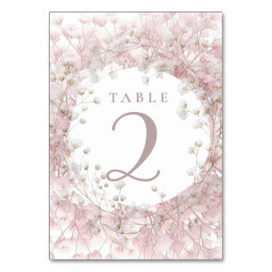 pink white baby's breath flowers table 2 number