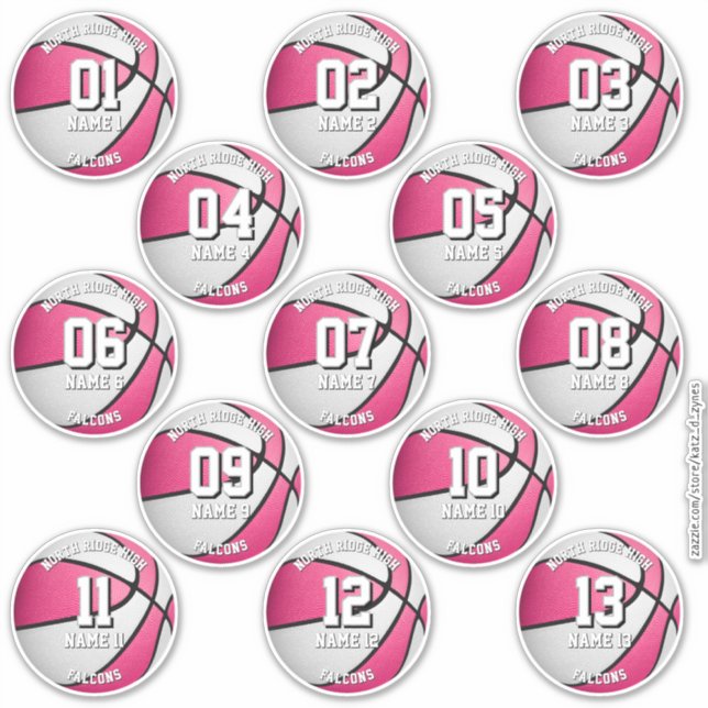 pink white basketball custom girls' names (Front)