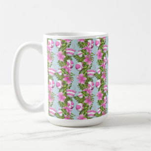 PINK & WHITE BEACH UMBRELLA BALLS BAGS FLOWERS COFFEE MUG