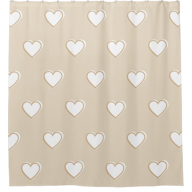 Pink White Beige Cute Simple Heart Pattern (Front)