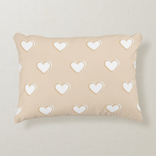Pink White Beige Cute Simple Heart Pattern Accent Pillow