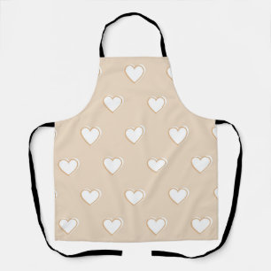 Pink White Beige Cute Simple Heart Pattern Apron