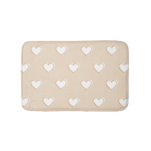 Pink White Beige Cute Simple Heart Pattern Bath Mat