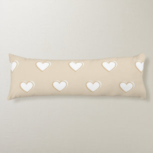 Pink White Beige Cute Simple Heart Pattern Body Pillow