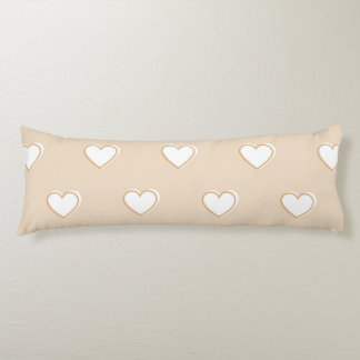 Pink White Beige Cute Simple Heart Pattern Body Pillow