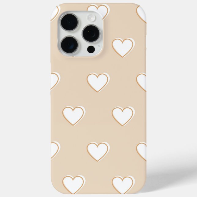 Pink White Beige Cute Simple Heart Pattern  Case-Mate iPhone Case (Back)
