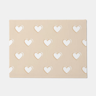 Pink White Beige Cute Simple Heart Pattern Doormat