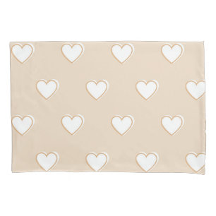 Pink White Beige Cute Simple Heart Pattern  Pillowcase