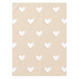 Pink White Beige Cute Simple Heart Pattern Tablecloth