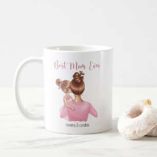 Pink White Best Mom Ever Happy Mothers Day Coffee Mug