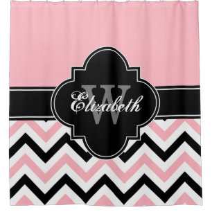Pink White Black LG Chevron 1ICBR Name Monogram
