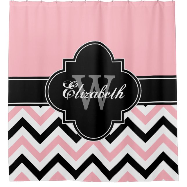Pink White Black LG Chevron 1ICBR Name Monogram (Front)