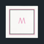 Pink White Black Monogram Initial Custom Name Cool Napkin<br><div class="desc">Designed with text template for monogrammed initial which you can customize!</div>