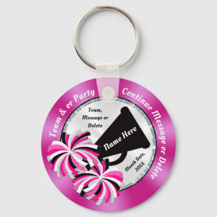 Pink, White, Black Personalized Cheer Keychains