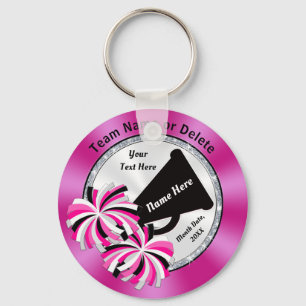 Pink, White, Black Personalized Cheer Keychains