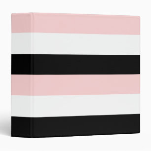 Pink White Black Stripes 3 Ring Binder