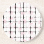 Pink White Black Stripes Coaster<br><div class="desc">Pink White Black Stripes</div>