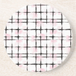 Pink White Black Stripes Coaster
