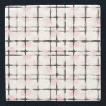 Pink White Black Stripes Stone Coaster<br><div class="desc">Pink White Black Stripes</div>