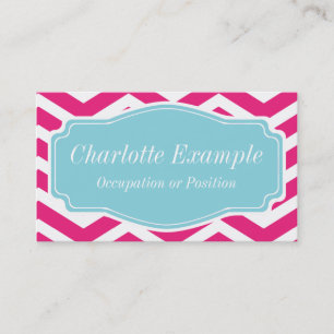 Pink White Blue Chevron Personal Business Card
