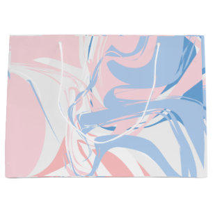 Pink White Blue Marble Swirl Abstract Baby  Large Gift Bag