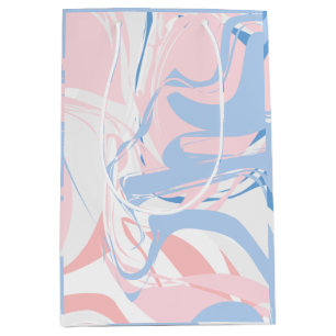 Pink White Blue Marble Swirl Abstract Baby Medium Gift Bag