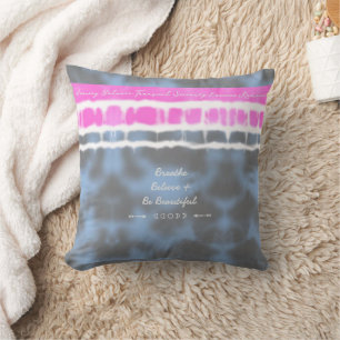 Pink white & Blue Tie dye Twist Sway in Style Throw Pillow