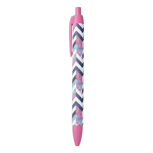 Pink White Blue Zigzag Chevy Pattern Black Ink Pen (Top (Vertical))
