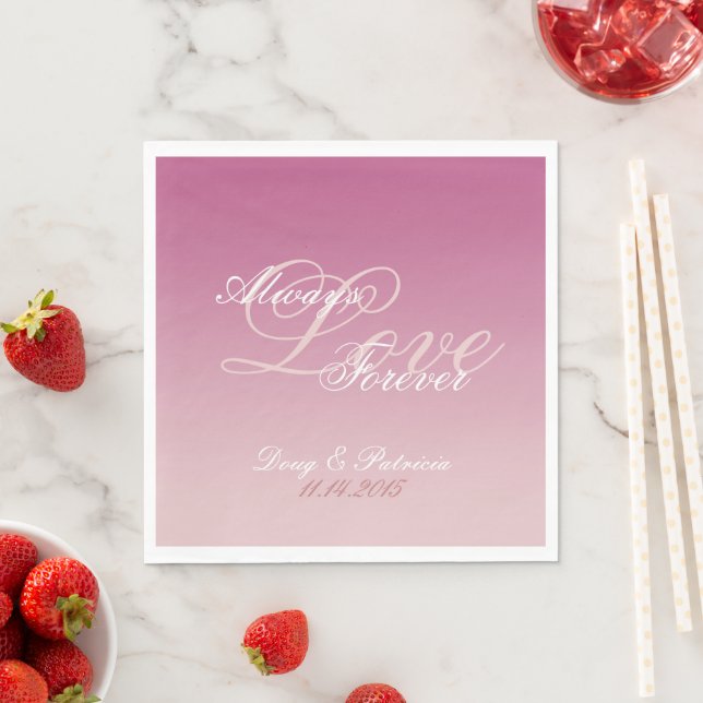 Pink White Blush Love Always Wedding Napkin (Insitu)