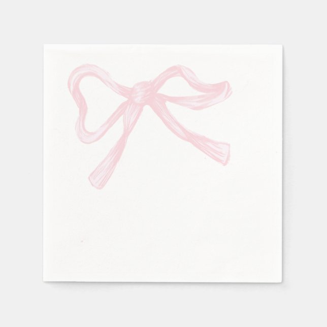 Pink & White Bow, Grandmillenial Pink Coquette Napkin (Front)