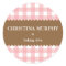 Pink white brown gingham homemade food label seal