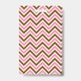 Pink White Brown Zig Zag Lines Cowgirl Country Badge